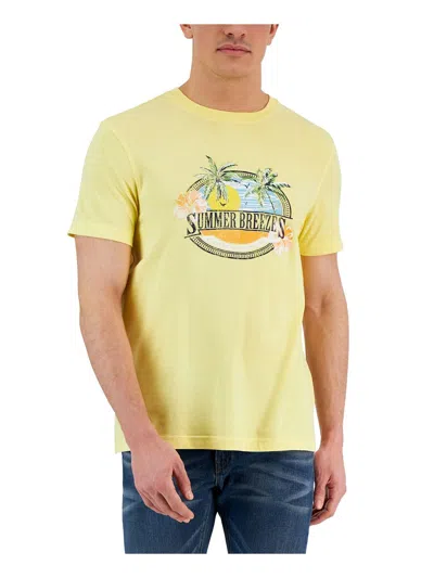 Club Room Mens Cotton Graphic Graphic T-shirt In Yellow