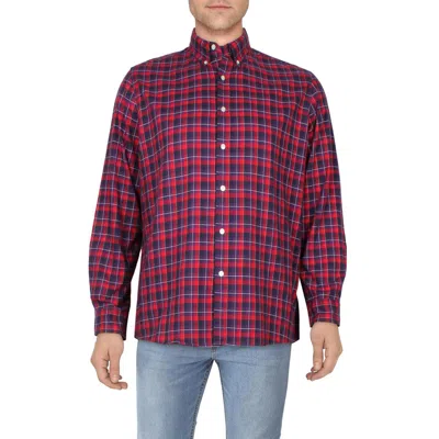 Club Room Mens Cotton Plaid Button-down Shirt In Red
