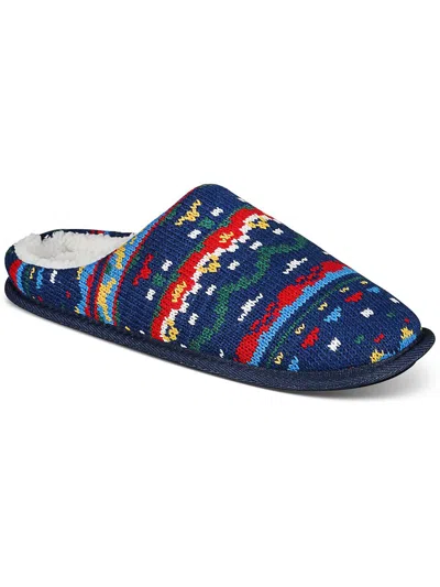 Club Room Mens Faux Fur Lined Knit Slide Slippers In Multi