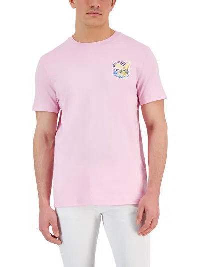 Club Room Mens Knit Cotton Graphic T-shirt In Pink