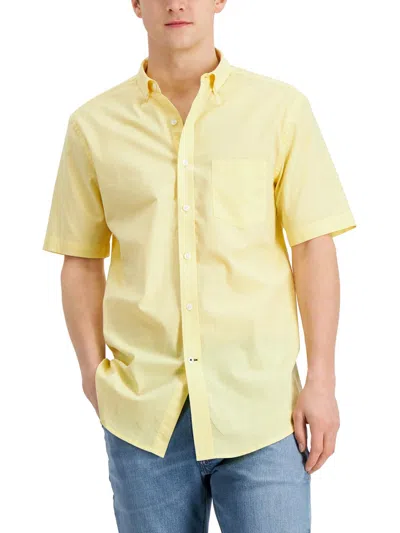 Club Room Mens Micro Check Stretch Button-down Shirt In Yellow