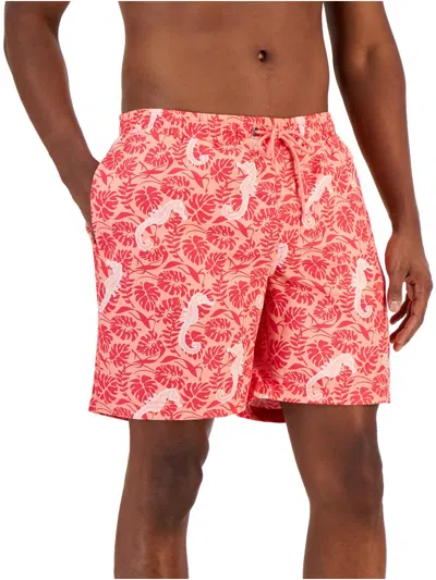 Club Room Mens Printed Quick Dry Swim Trunks In Pink