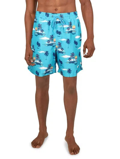 Club Room Mens Regular Fit Quick Dry Swim Trunks In Blue