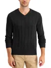 Club Room Men's Drop-needle V-neck Cotton Sweater, Created For Macy's In Black
