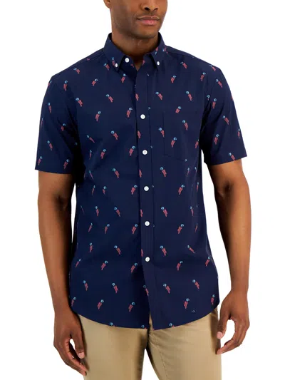 Club Room Parrots Mens Printed Poplin Button-down Shirt In Multi