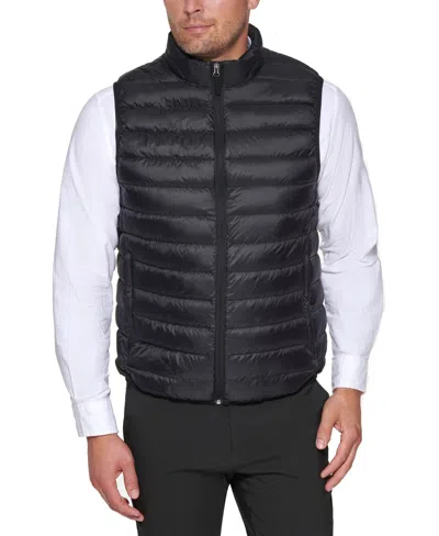 Club Room Puffer Vest Men Black Quilted Packable Full Zip Mock Neck Ups165