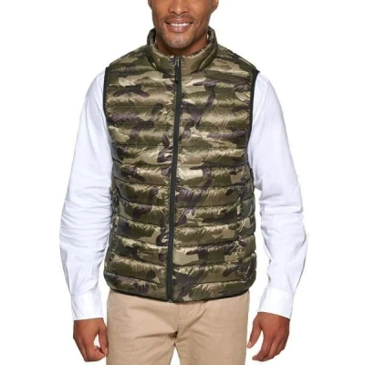 Club Room Puffer Vest Men's Green Camo Packable Quilted Full Zip Ups295