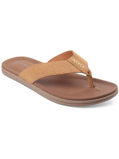 Club Room Riley Mens Round Toe Flat Flip-flops In Brown