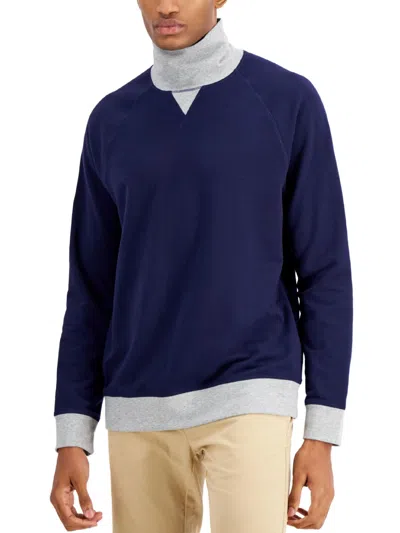 Club Room Spiralite Mens Colorblock Pullover Sweatshirt In Blue