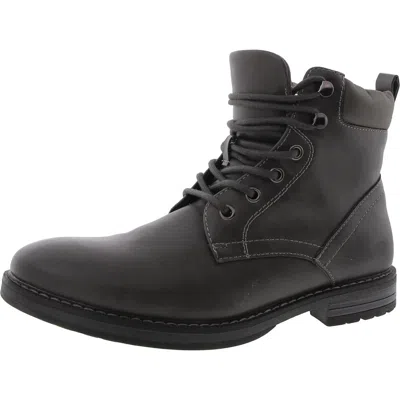 Club Room Westin Mens Faux Leather Round Toe Combat & Lace-up Boots