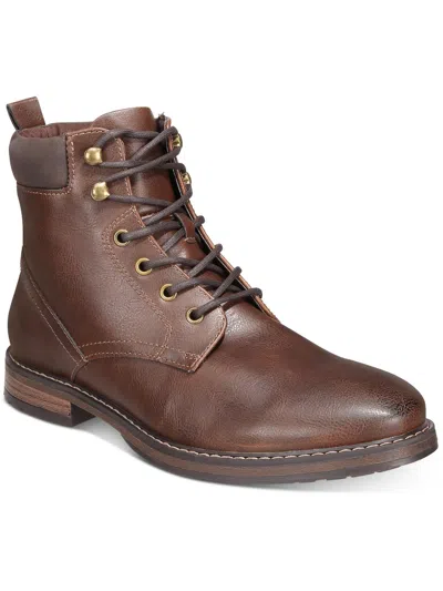 Club Room Westin Mens Faux Leather Round Toe Combat & Lace-up Boots In Multi