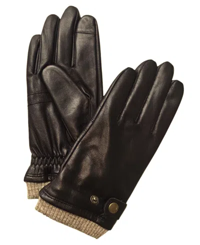 Club Room Women's Leather Cashmere-lined Touchscreen Gloves, Macy's Exclusive In Brown