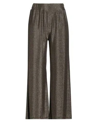 Club Voltaire Woman Pants Gold Size L Nylon, Lurex, Elastane In Brown