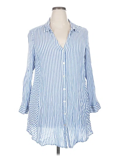 Pre-owned Club Z Collection 3/4 Sleeve Button Down Shirt In Blue