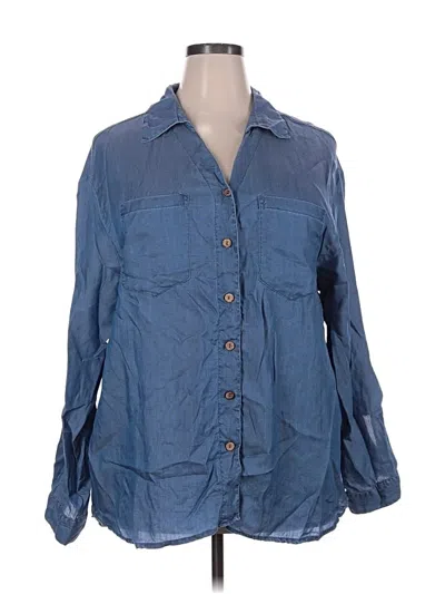 Pre-owned Club Z Collection 3/4 Sleeve Button Down Shirt In Blue