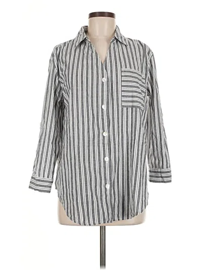 Pre-owned Club Z Collection 3/4 Sleeve Button Down Shirt In Gray