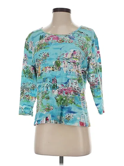 Pre-owned Club Z Collection 3/4 Sleeve Top Blue Boatneck Tops