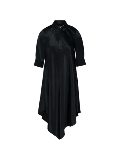Club21 Asymmetric Satin Midi Dress In Black
