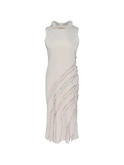 Club21 Ava Ruffled Sleeveless Midi Dress In White