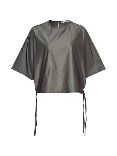 Club21 Batwing-sleeve Taffeta Blouse In Gray