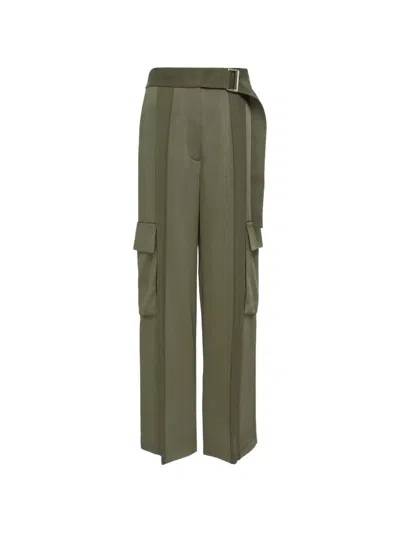 Club21 Belted Wide-leg Cargo Pants In Green
