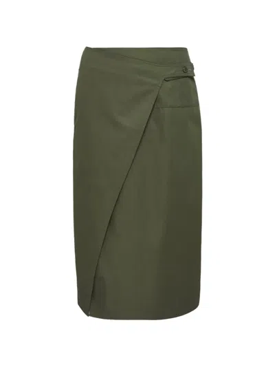 Club21 Camille Wrap Midi Skirt In Green