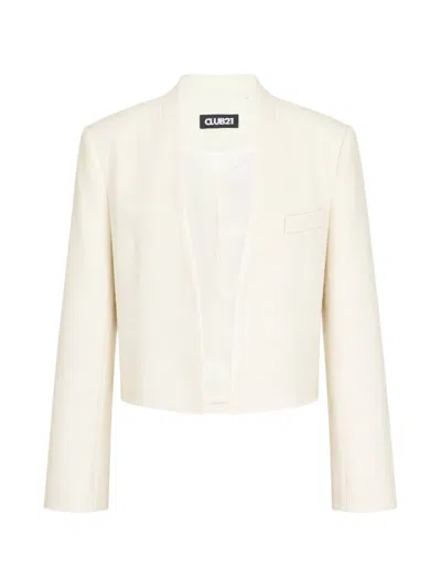 Club21 Collection Alba Cropped Jacket In White