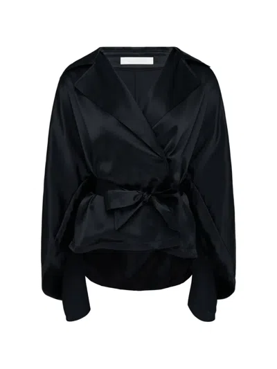 Club21 Collection Amelie Silk-satin Jacket In Black