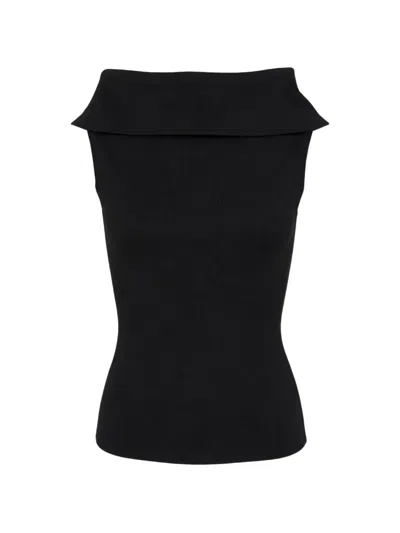 Club21 Collection Anya Off-shoulder Ribbed-knit Top In Black