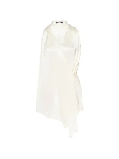 Club21 Collection Asymmetric Wrap Top In Neutral