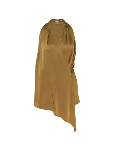 Club21 Collection Clemence Asymmetric Wrap Top In Brown