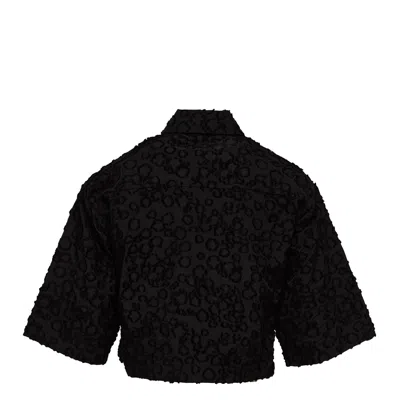 Club21 Collection Cotton Nylon Cropped Shirt In Black