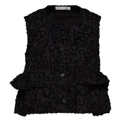 Club21 Collection Cotton Nylon Cropped Top In Black