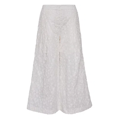 Club21 Collection Cotton Nylon Cropped Wide Pant In White