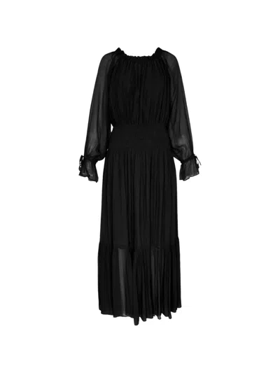 Club21 Collection Crinkled Smocked-waist Dress In Black
