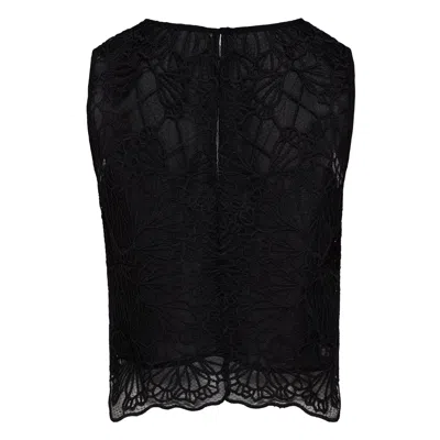 Club21 Collection Embroideried Lace Cropped Top In Black