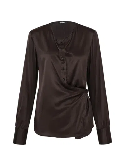 Club21 Collection Esme Wrap-style Blouse In Brown