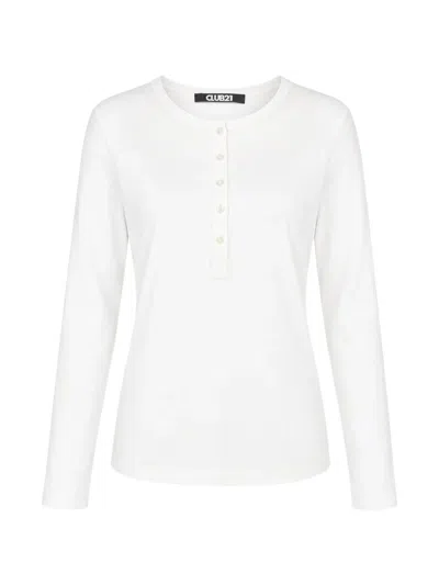 Club21 Collection Fern Long-sleeve Top In White