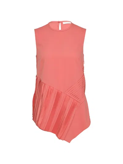 Club21 Collection Georgette Danielle Pleated Asymmetric Top In Pink