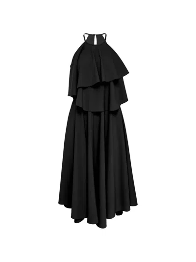 Club21 Collection Georgette Veronica Tiered-ruffle Dress In Black
