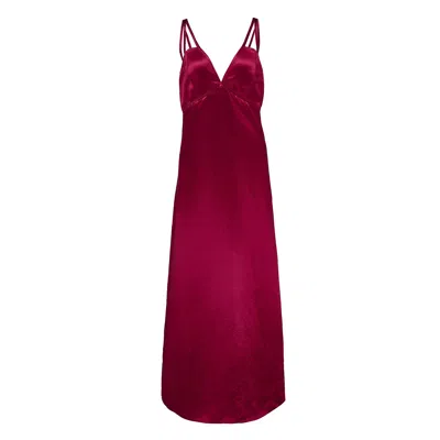 Club21 Collection Heavy Satin Strappy Dress In Red
