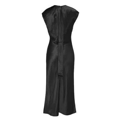 Club21 Collection Heavy Satin Tie-back Dress In Black