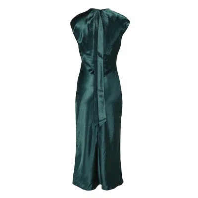 Club21 Collection Heavy Satin Tie-back Dress In Green