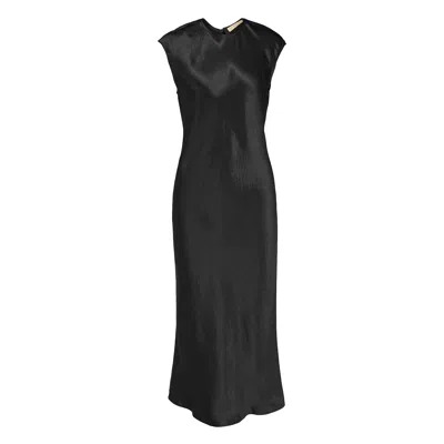 Club21 Collection Heavy Satin Tie-back Dress In Black
