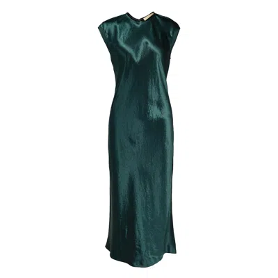 Club21 Collection Heavy Satin Tie-back Dress In Green