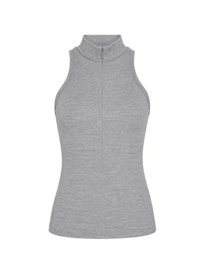 Club21 Collection High-stretch Cut-out Tank Top In Gray
