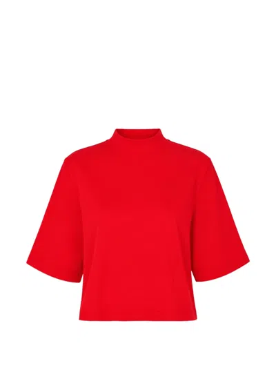 Club21 Collection Irene Mock-neck T-shirt In Red
