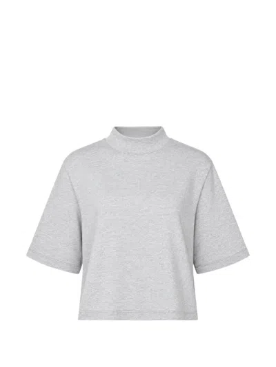 Club21 Collection Irene Mock-neck T-shirt In Gray