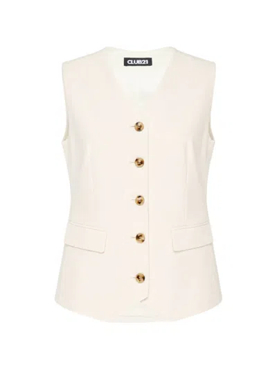 Club21 Collection Iris V-neck Vest In White