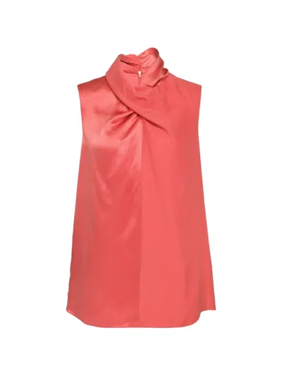 Club21 Collection Silk Satin Josephine Woven Top In Red